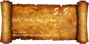 Sáfrány Irma névjegykártya